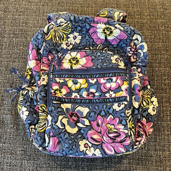 VERA BRADLEY Fall 2014 African Violet Large Quilted Campus Backpack 15.x11.5x6.5 - Picture 6 of 12